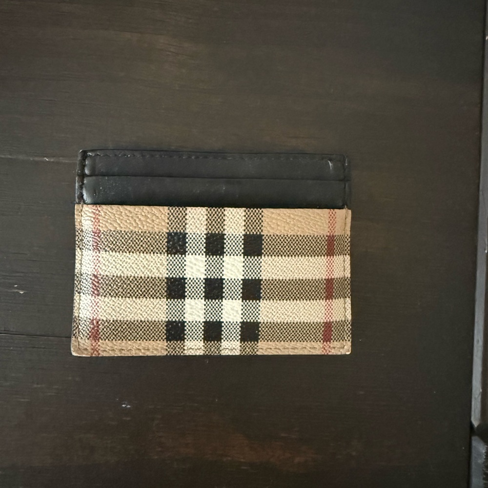 Burberry Black and Tan Check Card Holder